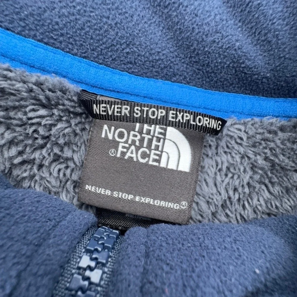 The North Face Mens Blue Gray Full Zip Sherpa Lined Fleece Vest Size M